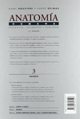 Anatomía Humana Descriptiva, topográfica y funcional. Tomo 3. Miembros (Spanish Edition)