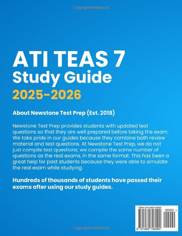 ATI TEAS 7 Study Guide 2025-2026: Complete Review + 1700 Questions and Detailed Answer Explanations (E-Learning Access)