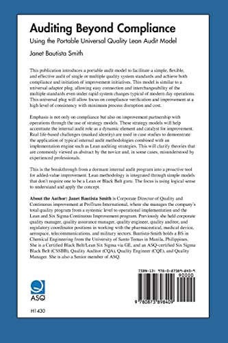 Auditing Beyond Compliance:Using the Portable Universal Quality Lean Audit Model