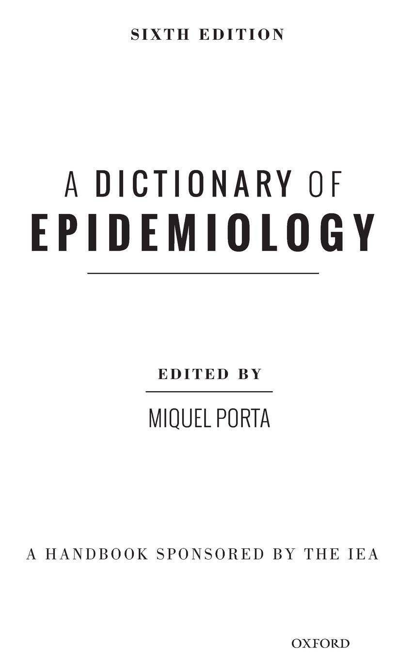 A Dictionary of Epidemiology