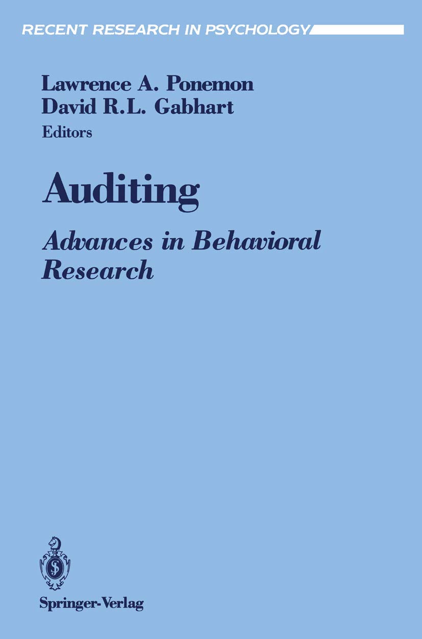 Auditing: Advances in Behavioral Research (Recent Research in Psychology)