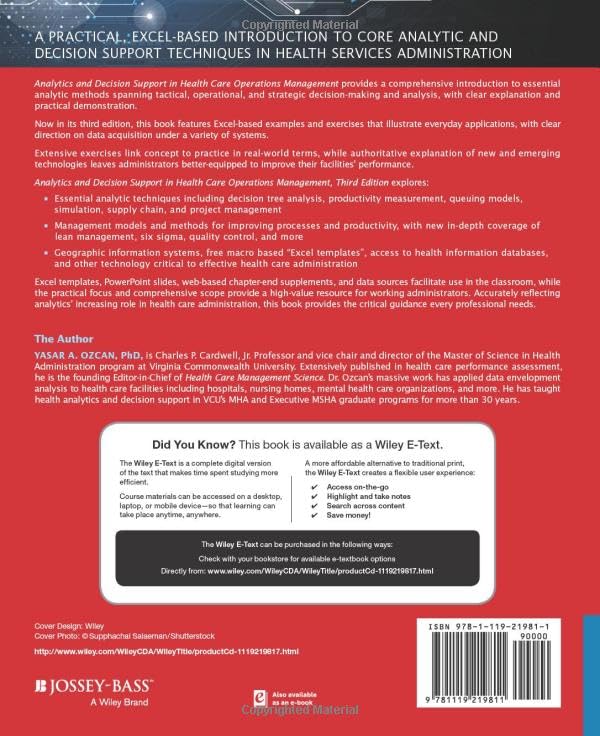 Analytics and Decision Support in Health Care Operations Management (Jossey-Bass Public Health)