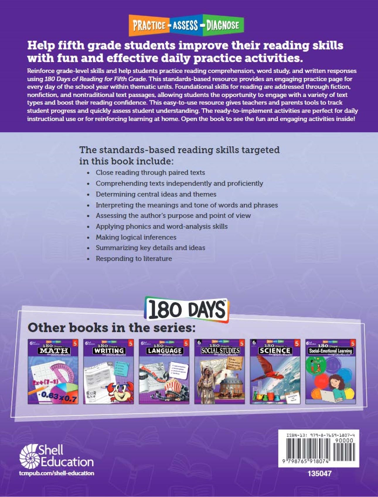 180 Days™: Includes Reading 2nd Edition, Writing, and Math for 5th Grade Practice Workbook for Classroom and Home, Cool and Fun Practice Created by Teachers