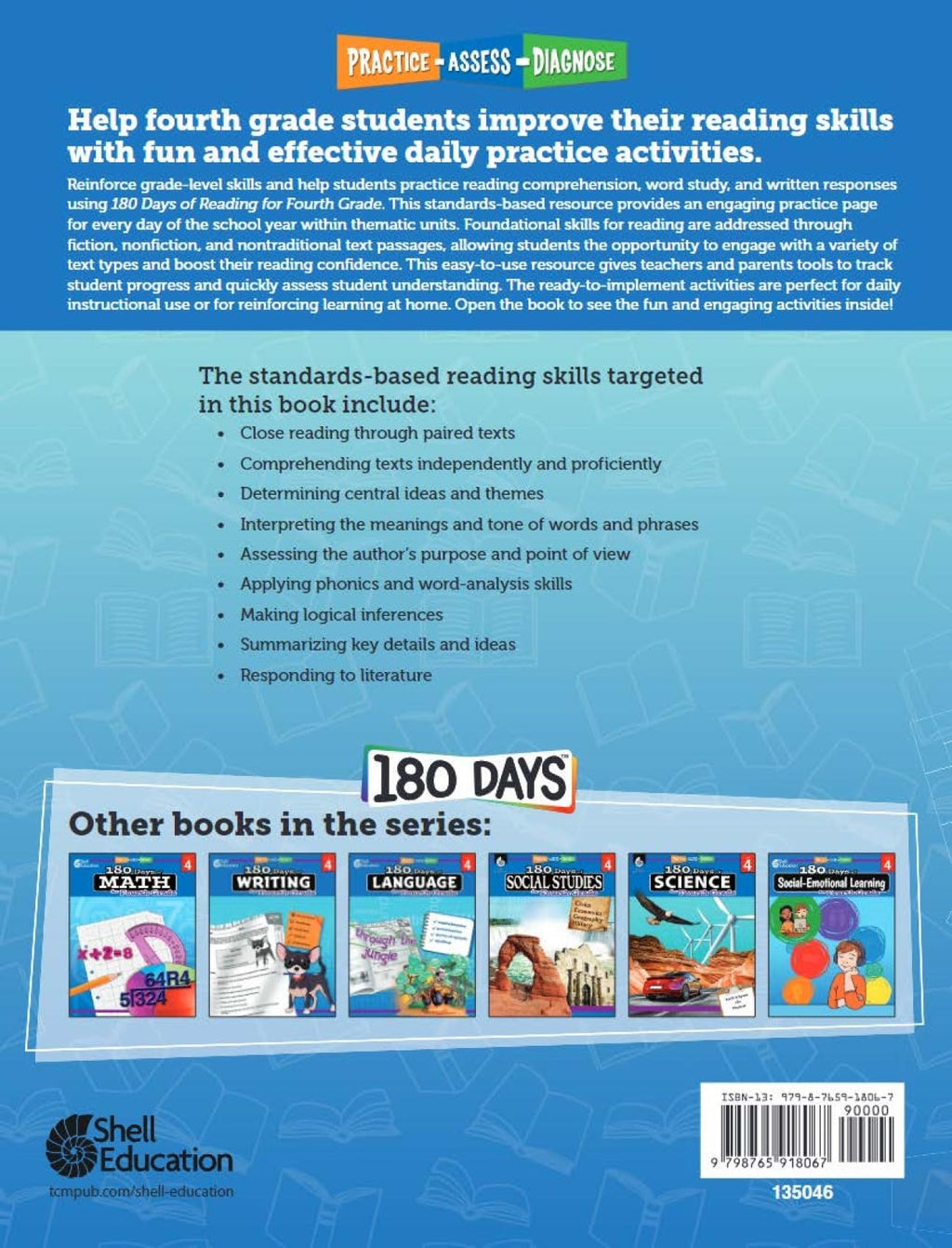 180 Days™: Includes Reading 2nd Edition, Writing, and Math for 4th Grade Practice Workbook for Classroom and Home, Cool and Fun Practice Created by Teachers