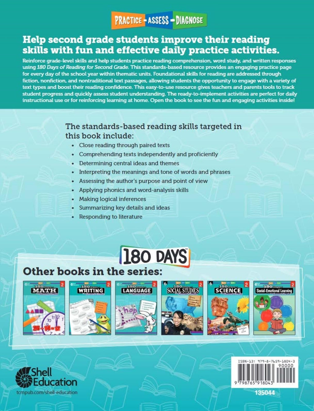180 Days of Reading for K-6, Set of 7 Assorted Reading Workbooks, One Per Grade Level for Kindergarten through Sixth Grade