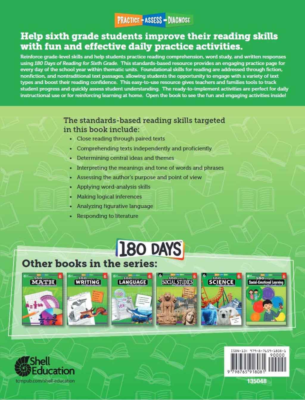 180 Days™: Includes Reading 2nd Edition, Writing, and Math for 6th Grade Practice Workbook for Classroom and Home, Cool and Fun Practice Created by Teachers