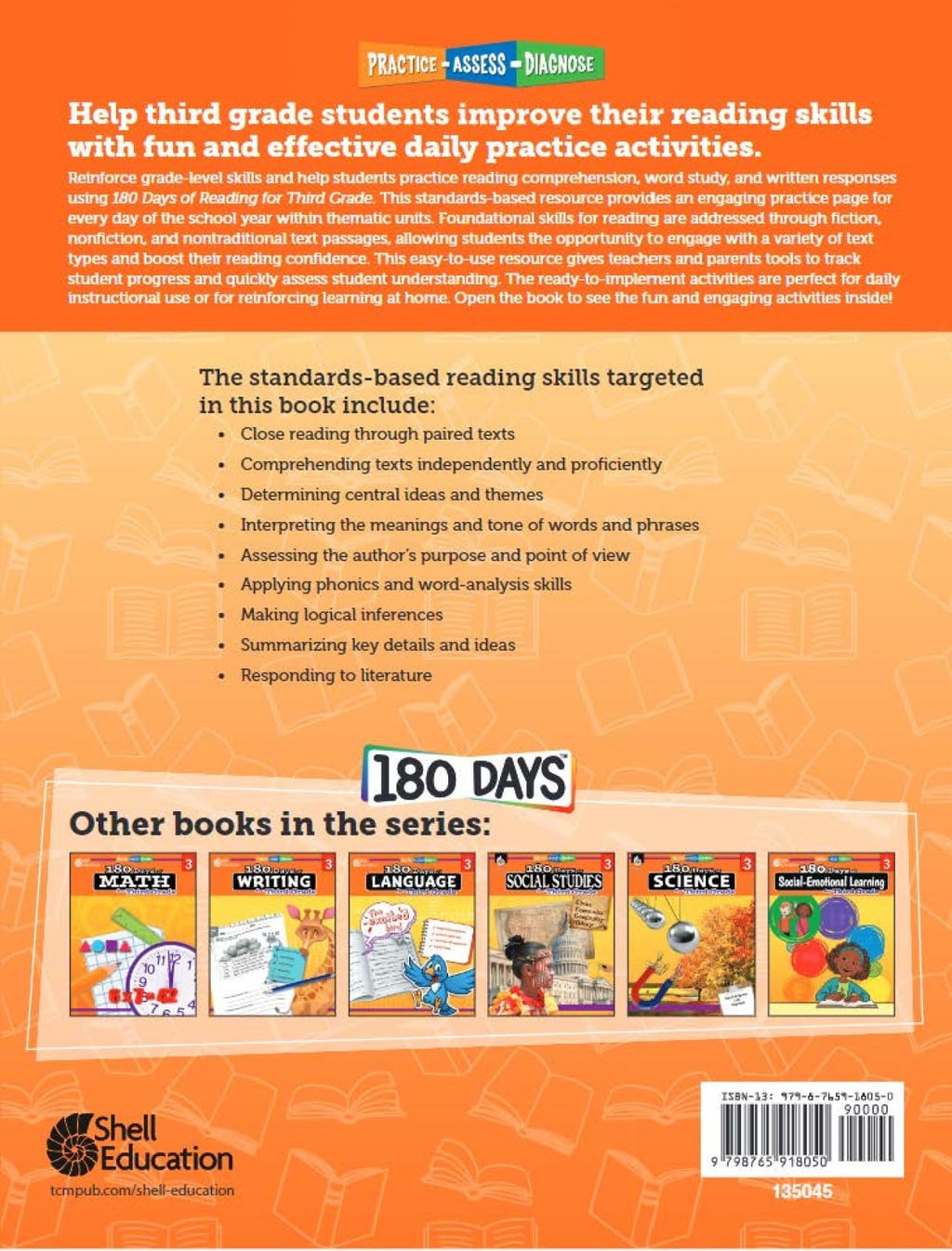 180 Days of Reading for K-6, Set of 7 Assorted Reading Workbooks, One Per Grade Level for Kindergarten through Sixth Grade