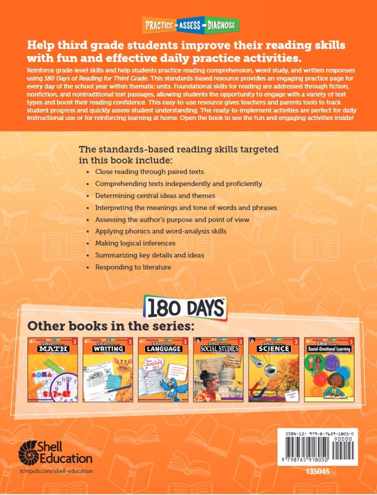 180 Days of Reading for K-6, Set of 7 Assorted Reading Workbooks, One Per Grade Level for Kindergarten through Sixth Grade