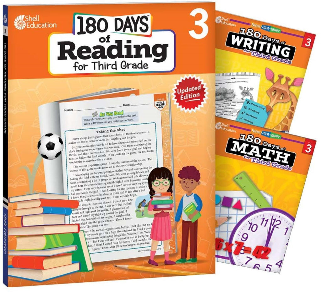 180 Days™: Includes Reading, Writing, and Math for 3rd Grade Practice Workbook for Classroom and Home, Cool and Fun Practice Created by Teachers
